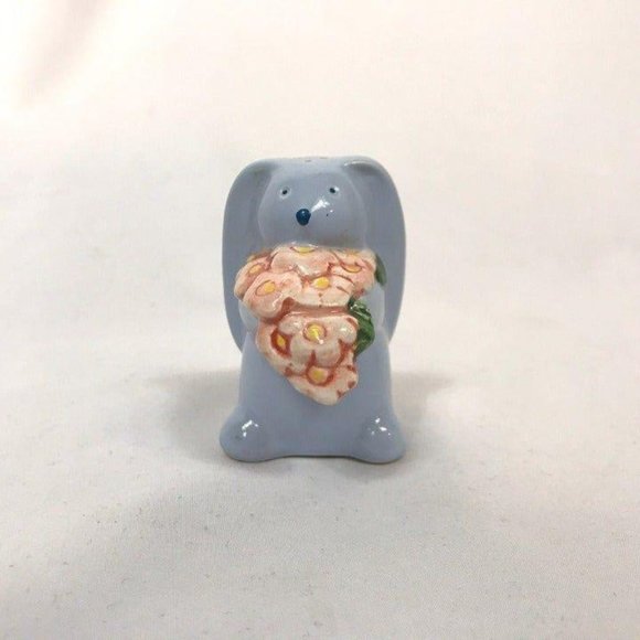 No brand / Not sure Other - Vintage Blue Bunny Holding Flowers